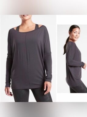 Athleta Essence Plum Dolman Sleeve Women's Workout Top Size 1X